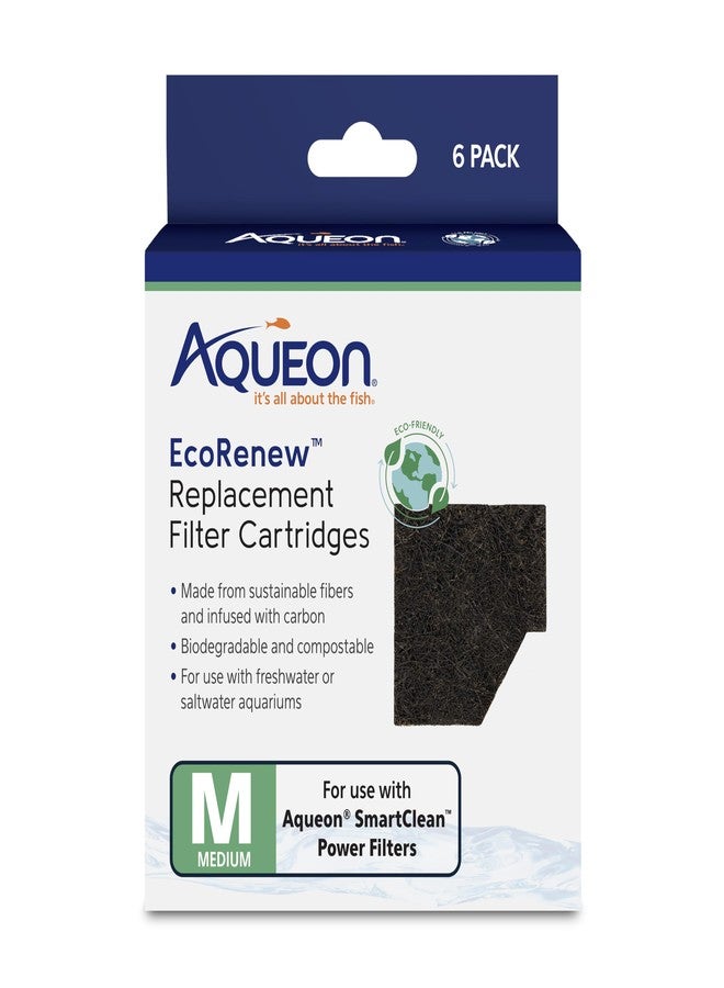 Aqueon Genuine EcoRenew Filter Cartridges, for Freshwater and Saltwater Aquariums, Medium, 6-Pack - Image 1